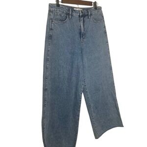 Sam Edelman High Rise Wide Leg Ankle Jeans 30 Ram Hem 90s Grunge Streetwear